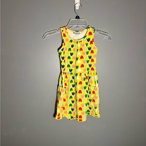 Hanna Andersson Yellow Tulip Print Dress W/ Pockets Size 6